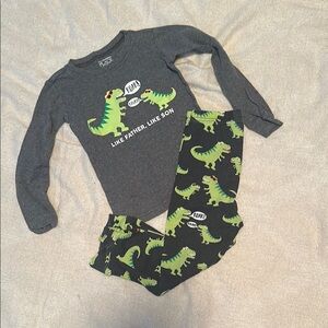 The Children's Place Gray and Black Dinosaur Pajama Set